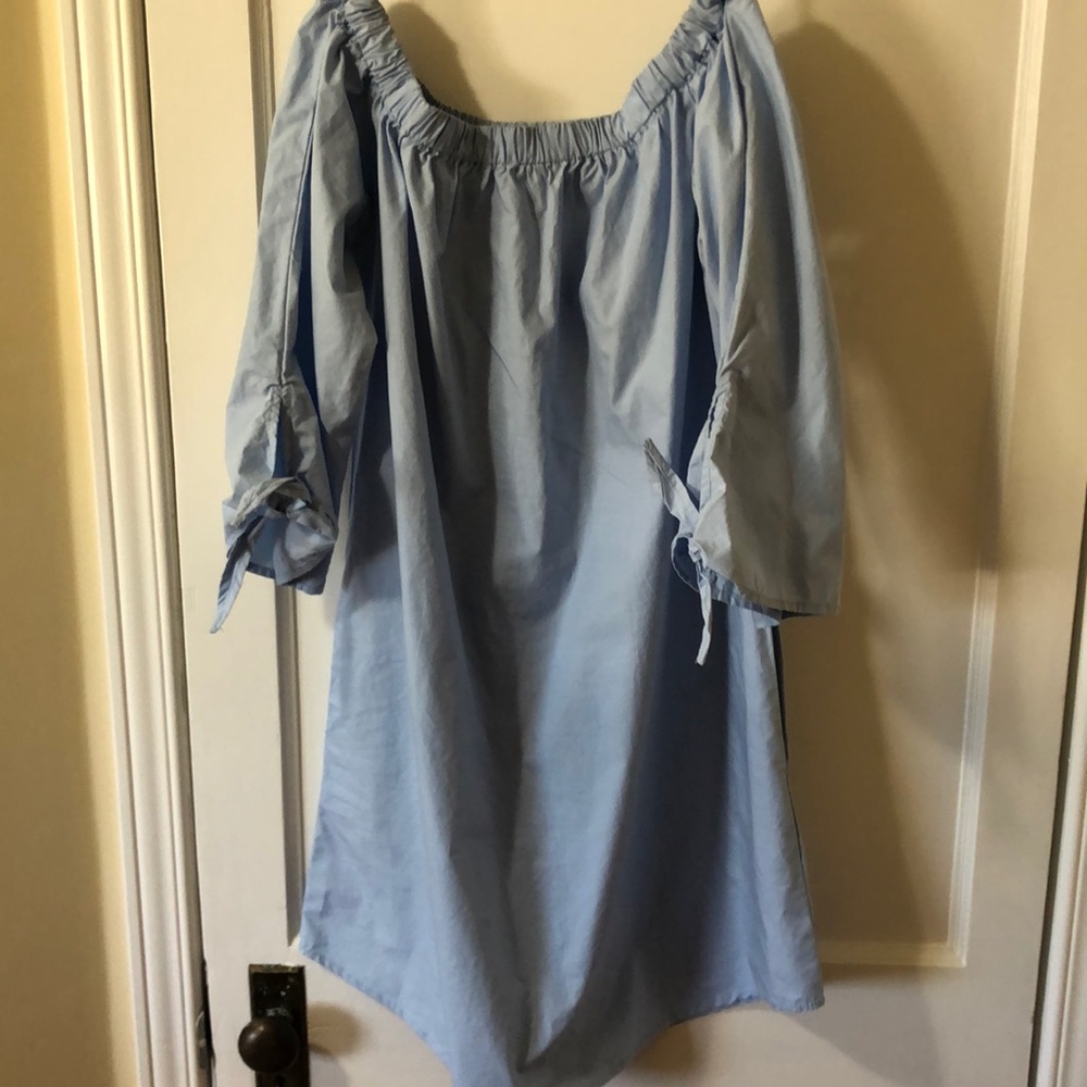 Light blue off the shoulder dress
